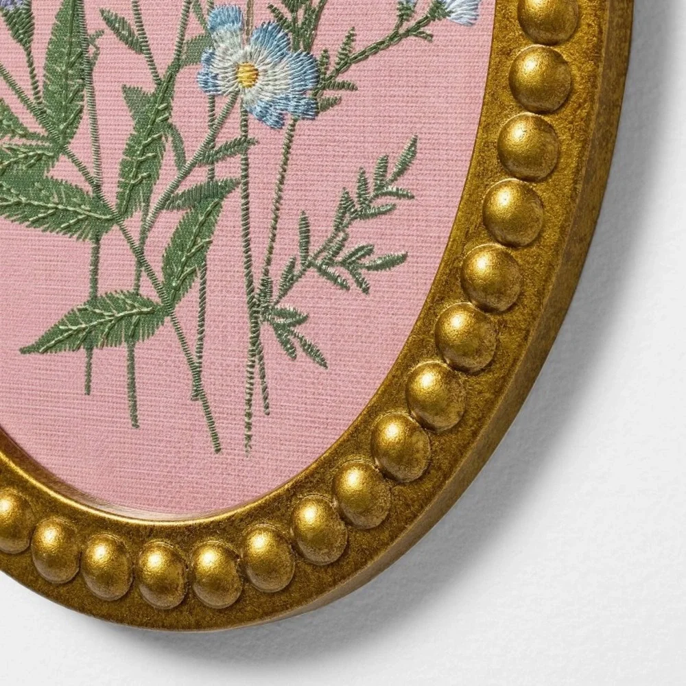 9.13"x12.91" Cross Stitch Floral Wall Art Threshold™ designed with Studio McGee - Picture 2 of 2